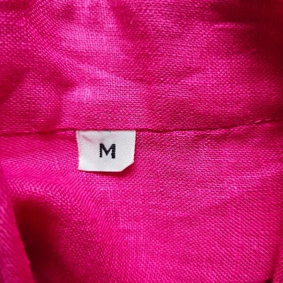 Baird Irish Handkerchief Linen Vibrant Fuchsia Barbie Pink Long Sleeve Top M - Picture 10 of 11